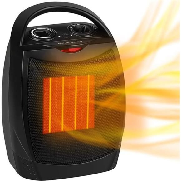 Portable Electric Space Heater, 1500W/750W Ceramic Heater with Thermostat - Picture 3 of 7